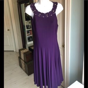 Jessica Howard Fit and Flare Eggplant Beaded dress